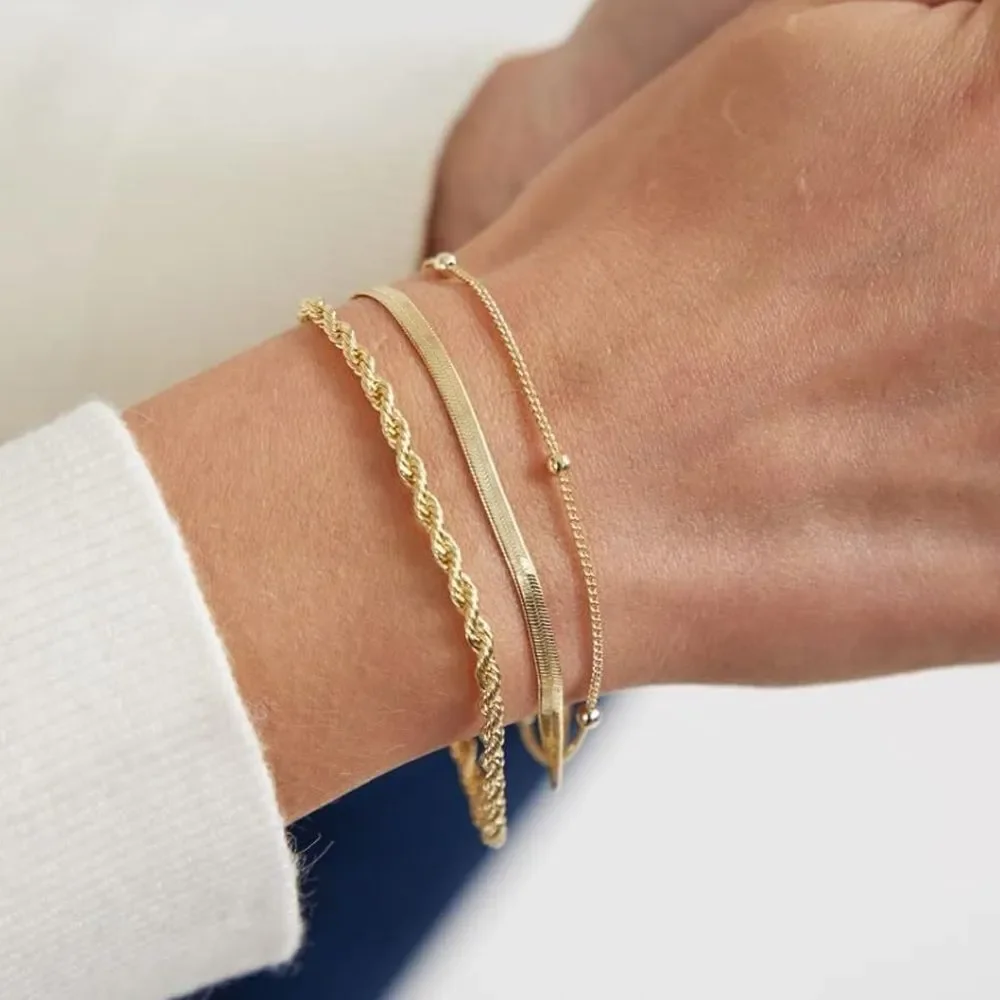NEW 14K Gold Plated Elegant Gold Bracelet Set